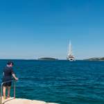 Istrien-Rovinj Meerblick mit Segelschiff