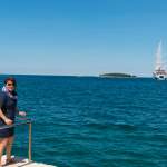 Istrien-Rovinj Meerblick mit Segelschiff im Hintergrund